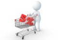 3D human holding Shopping Cart