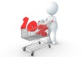 3D human holding Shopping Cart Royalty Free Stock Photo