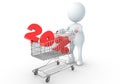 3D human holding Shopping Cart Royalty Free Stock Photo