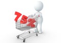 3D human holding Shopping Cart Royalty Free Stock Photo