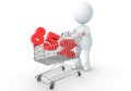 3D human holding Shopping Cart Royalty Free Stock Photo