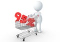 3D human holding Shopping Cart Royalty Free Stock Photo