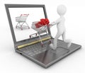 3d human and laptop online shopping