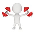 3d human with red dumbbells