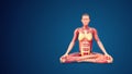 3D human Siddhasana or Adeptâs yoga Pose on blue background (normal hand)