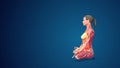 3D human Siddhasana with hand mudra yoga Pose on blue background