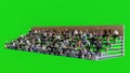 3D Human Sitting on Long Grandstand with Green Screen