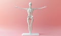 3D Human Skeleton Model in Anatomical Pose with Outstretched Arms Royalty Free Stock Photo
