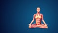 3D human Svastikasana or Auspicious yoga Pose on blue background Royalty Free Stock Photo