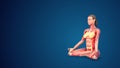 3D human Svastikasana or Auspicious yoga Pose on blue background
