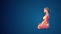 3D human Svastikasana or Auspicious yoga Pose on blue background Royalty Free Stock Photo