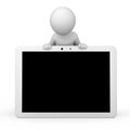 3d human and a tablet pc Royalty Free Stock Photo