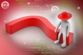 3D human think with a red question mark Royalty Free Stock Photo