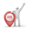 3d human with you are here symbol Royalty Free Stock Photo