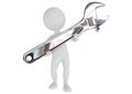 3d humanoid character hold a wrench tool