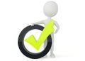 3d humanoid character present a green checkmark sign Royalty Free Stock Photo