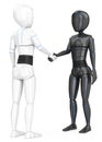 3D Humanoid robot shaking hands with another robot
