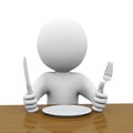 3d hungry man wainting for his meal Royalty Free Stock Photo