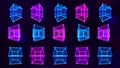 4D Hypercube Tesseract Array Matrix with Trippy Visual Neon Colors - 4K Seamless Loop Motion Background Animation