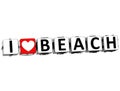 3D I Love Beach Button Click Here Block Text