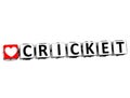 3D I Love Cricket Game Button Block text on white background Royalty Free Stock Photo