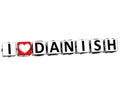 3D I Love Danish Button Click Here Block Text Royalty Free Stock Photo