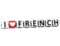 3D I Love French Button Click Here Block Text