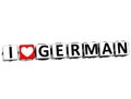 3D I Love German Button Click Here Block Text