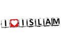 3D I Love Islam Button Click Here Block Text