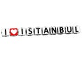3D I Love Istanbul Button Click Here Block Text