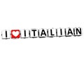3D I Love Italian Button Click Here Block Text Royalty Free Stock Photo