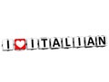 3D I Love Italian Button Click Here Block Text