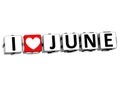 3D I Love June Button Click Here Block Text