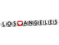 3D I Love Los Angeles Crossword Block text on white background