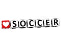 3D I Love Soccer Game Button Block text on white background