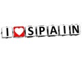 3D I Love Spain Button Click Here Block Text