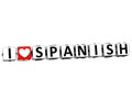 3D I Love Spanish Button Click Here Block Text