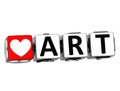 3D I Love Study Art Button Block text on white background