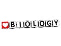 3D I Love Study Biology Button Block text on white background
