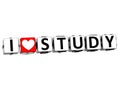 3D I Love Study Button Click Here Block Text