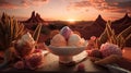 Escape to a sweet paradise with this 3D ice cream dessert design Royalty Free Stock Photo