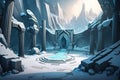 2D ice snow background environment for a battle arena mobile game