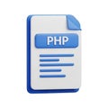 3D Icon of aPHP File Document with Blue Text on White Background code programming Royalty Free Stock Photo