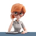 3D icon avatar cartoon Young accountant calculating invoice with calculator at workplace tax, people close up portrait on Royalty Free Stock Photo