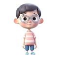 3D icon avatar people kawaii cartoon boy wearer of glasses a smiling man. Bright portrait of a teenage character isolated