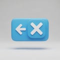 3D Icon of a Blue Button with Left Arrow and Close Symbol image photo Royalty Free Stock Photo