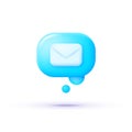 3d icon with blue message for concept design. Dialog, chat speech bubble. Business icon. Talk bubble speech icon Royalty Free Stock Photo