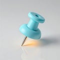 3D icon of Blue pushpin isolated on white background, a stationery item for office use Royalty Free Stock Photo