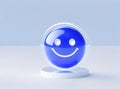 3D icon of a blue smiley face on a white background. AI generative.