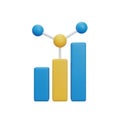 3D Icon of Blue and Yellow Bars with a Molecular Structure on Top chart graph Royalty Free Stock Photo